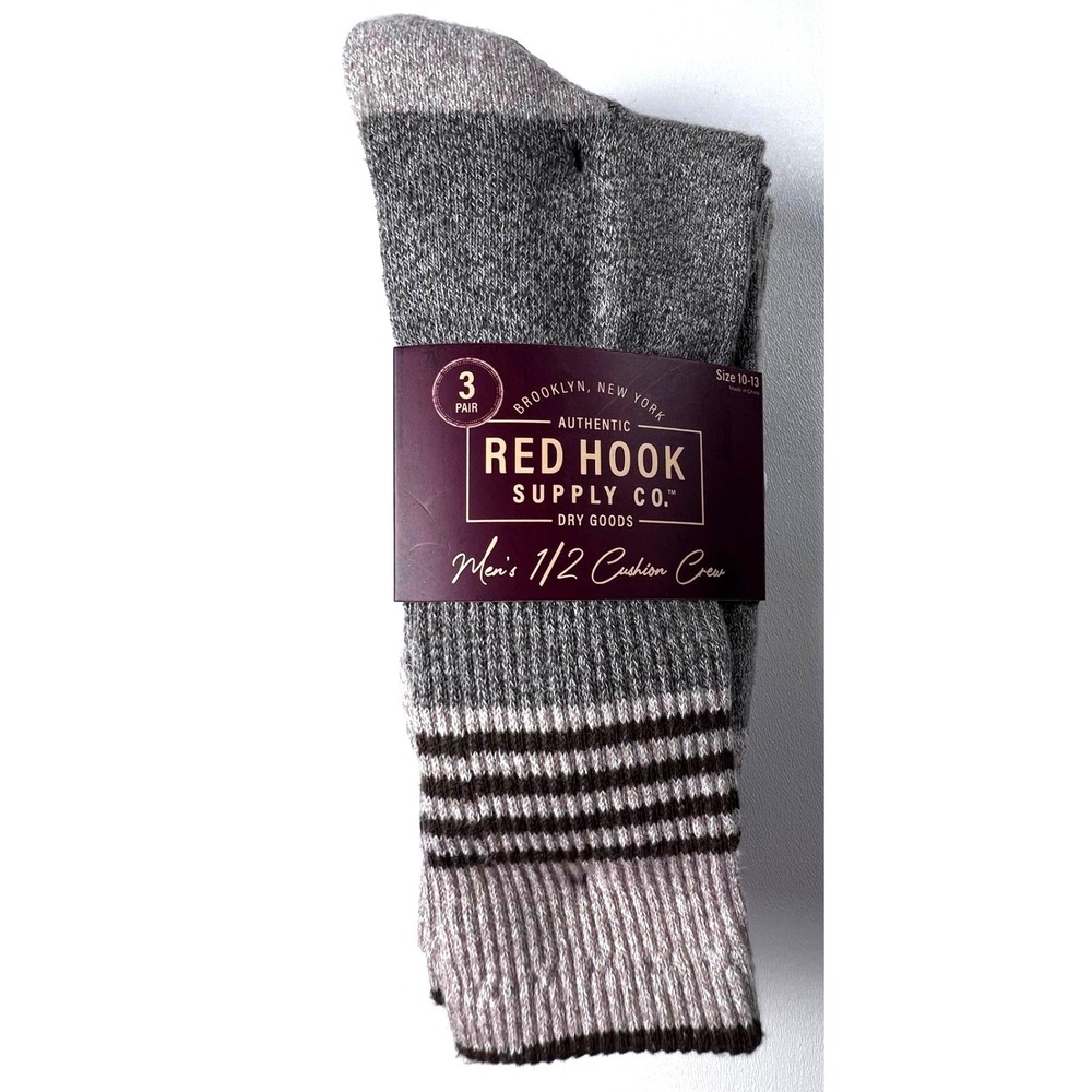 New Red Hook Supply Co Crew Socks Mens 10-13 Oatmeal New 3 Pair 1/2 Cushion